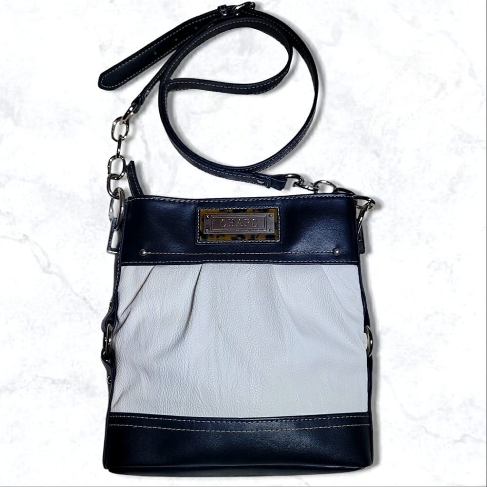 Chaps Colorblock Black & White Faux Leather Crossbody